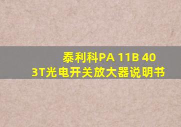 泰利科PA 11B 403T光电开关放大器说明书